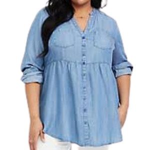 Torrid Emma Chambray Babydoll Tunic Size 3X